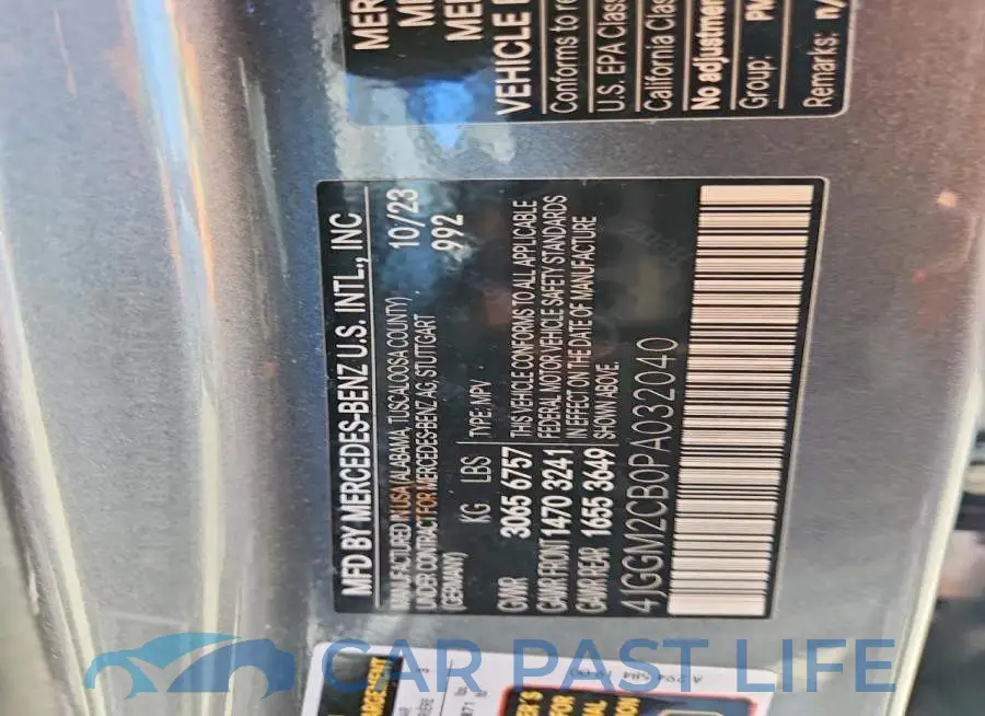 4JGGM2CB0PA032040# 12