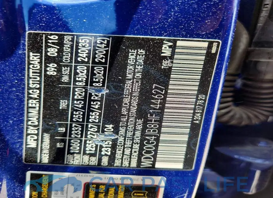 WDC0G4JB8HF144627# 13