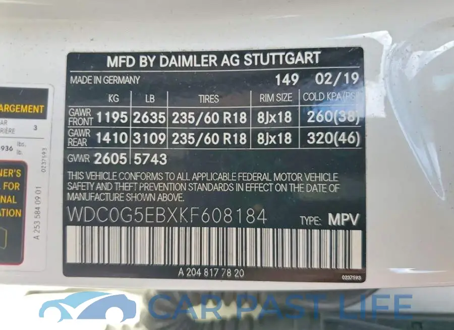 WDC0G5EBXKF608184# 13