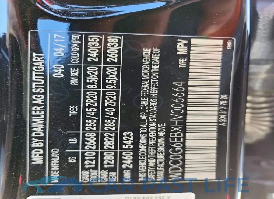 WDC0G6EBXHV006664# 13