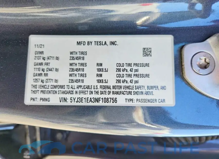 5YJ3E1EA3NF108756# 12