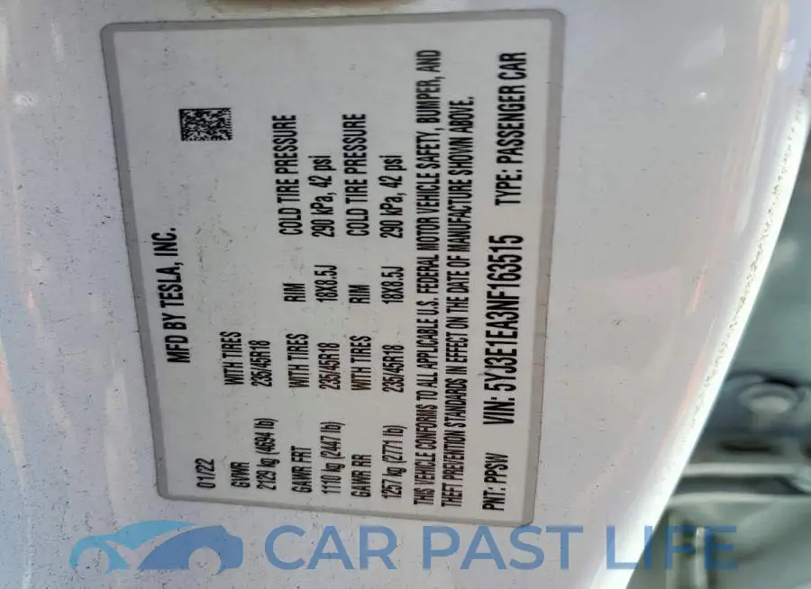 5YJ3E1EA3NF163515# 12