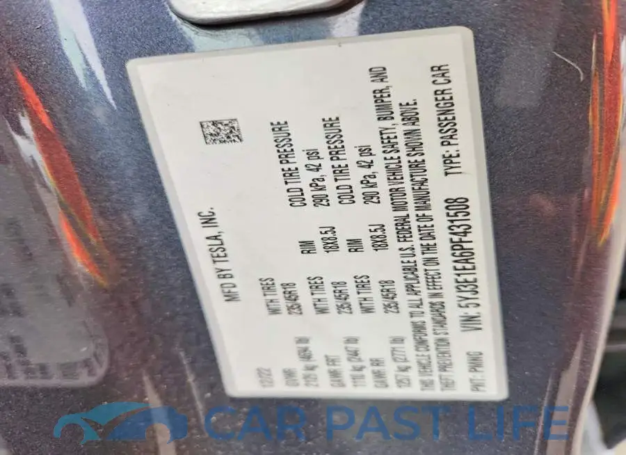 5YJ3E1EA6PF431508# 12
