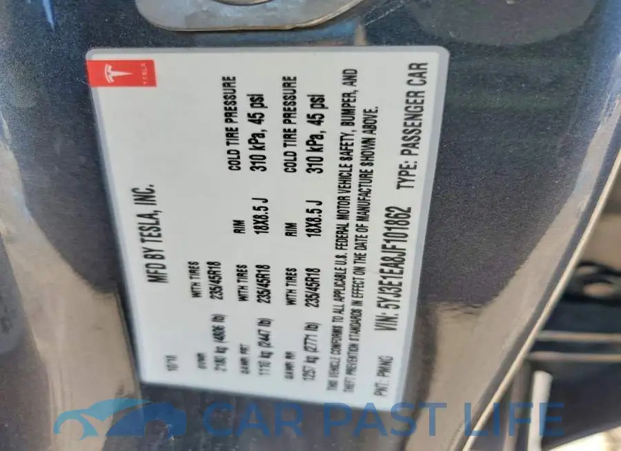 5YJ3E1EA8JF101862# 12