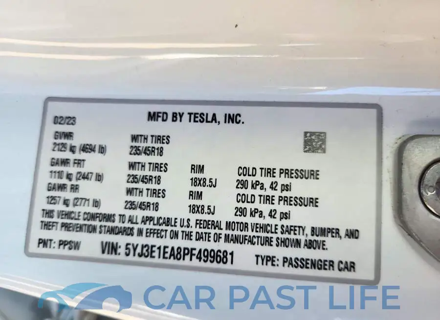 5YJ3E1EA8PF499681# 12