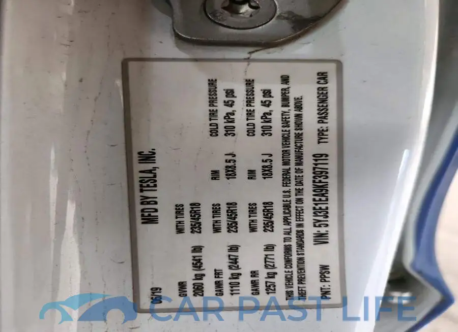 5YJ3E1EA9KF397119# 12