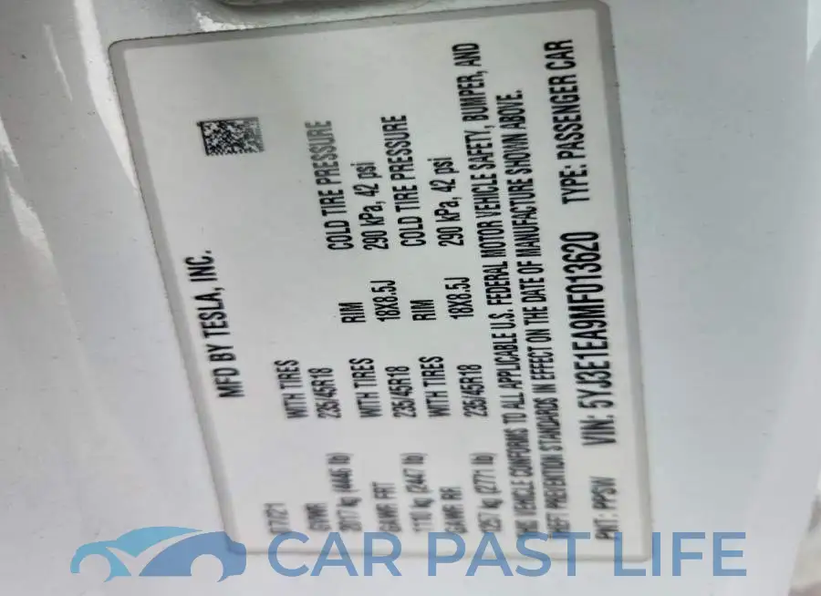 5YJ3E1EA9MF013620# 12