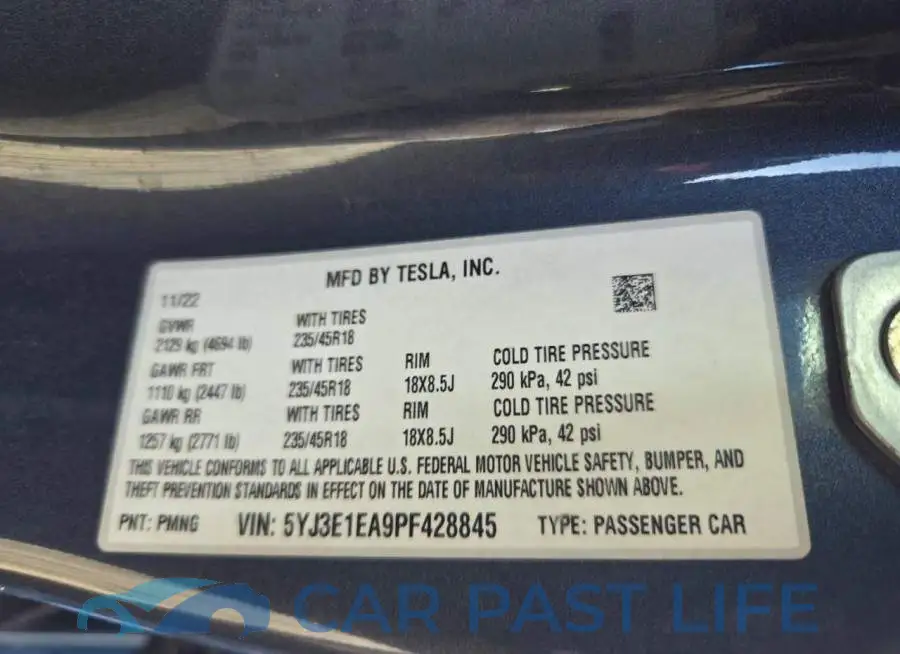 5YJ3E1EA9PF428845# 12