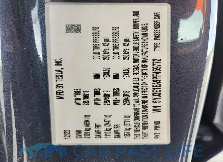 5YJ3E1EA9PF459772# 12