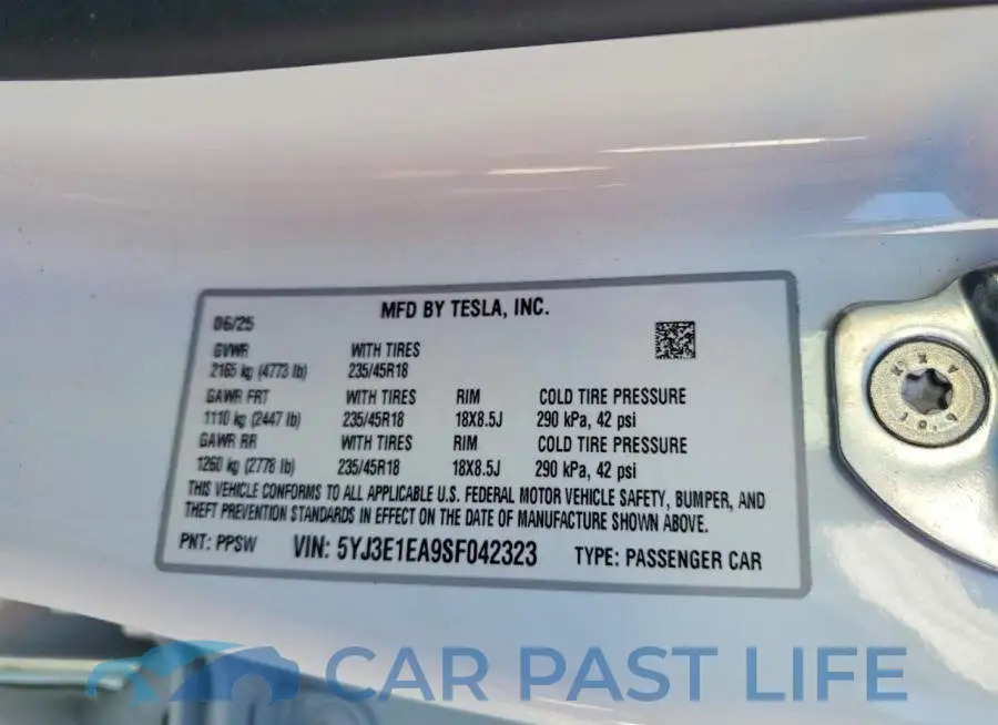 5YJ3E1EA9SF042323# 12