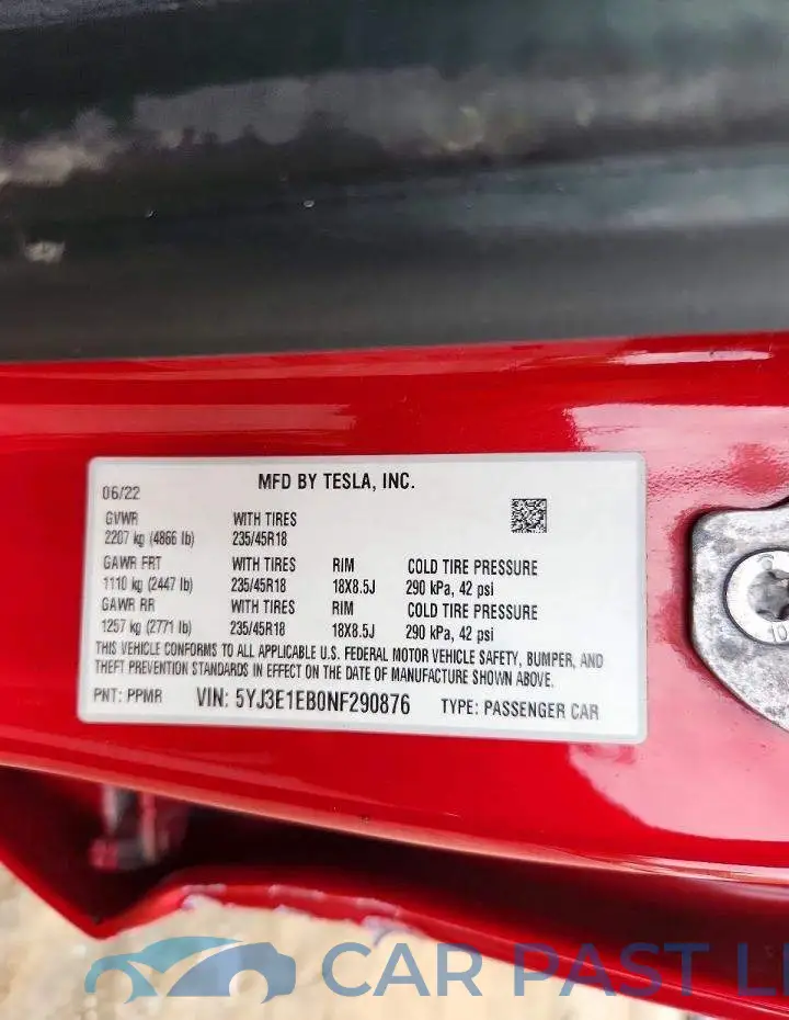 5YJ3E1EB0NF290876# 12