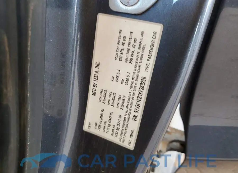 5YJ3E1EB1KF389220# 13