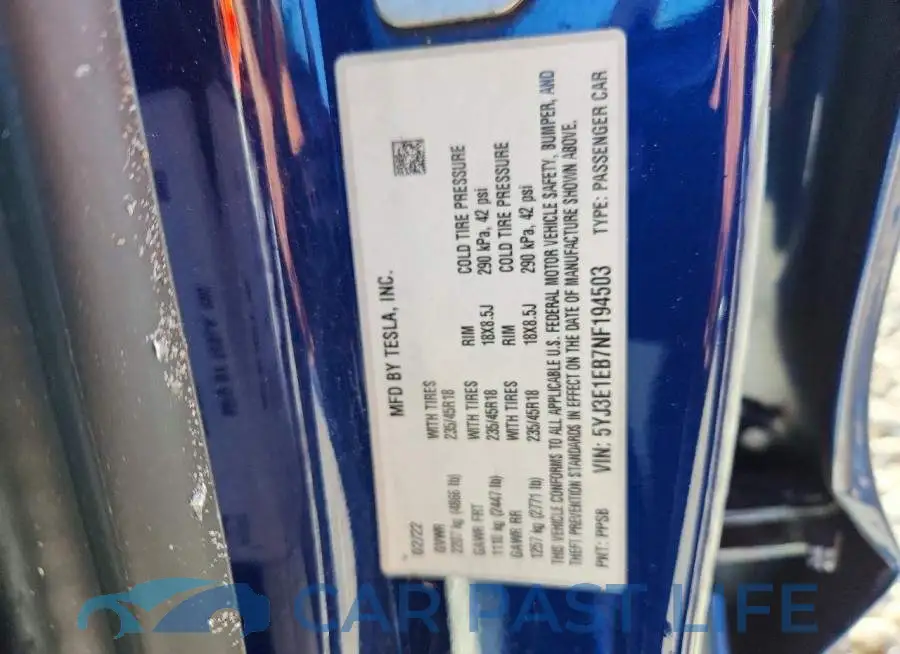 5YJ3E1EB7NF194503# 12