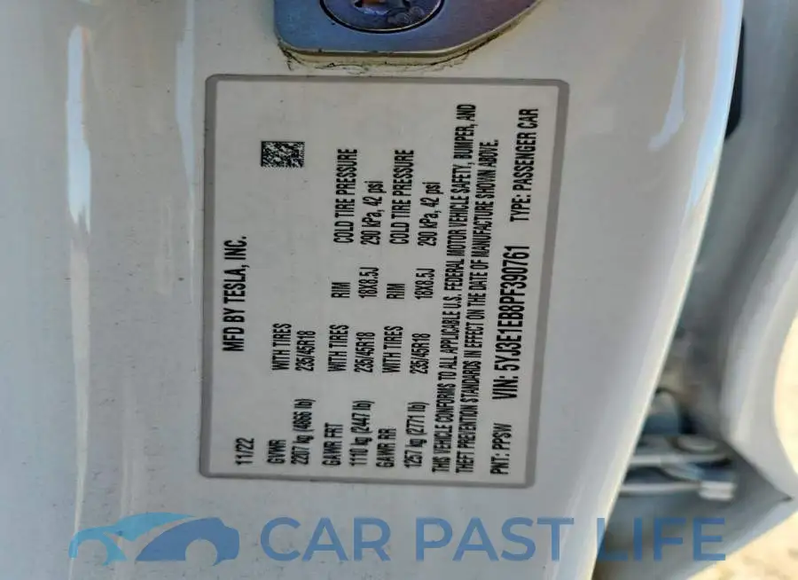 5YJ3E1EB8PF390761# 12
