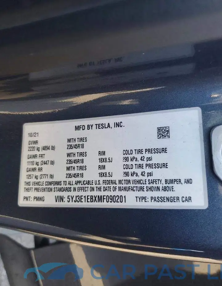 5YJ3E1EBXMF090201# 12