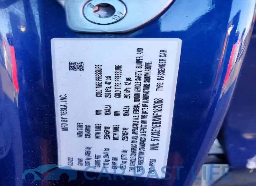 5YJ3E1EBXNF182068# 12