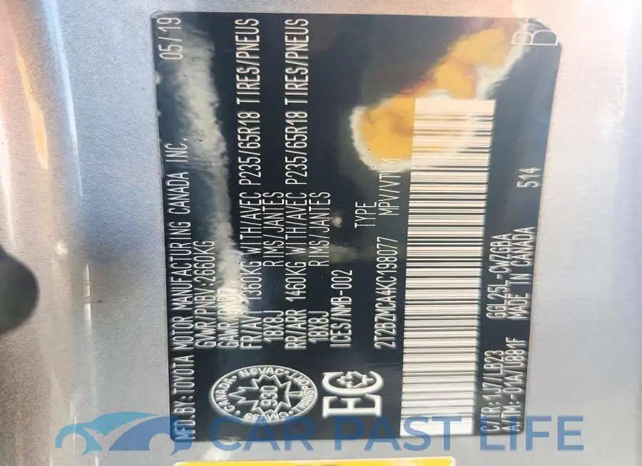2T2BZMCA4KC198077# 13