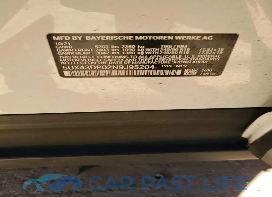 5UX43DP02N9J95204# 12