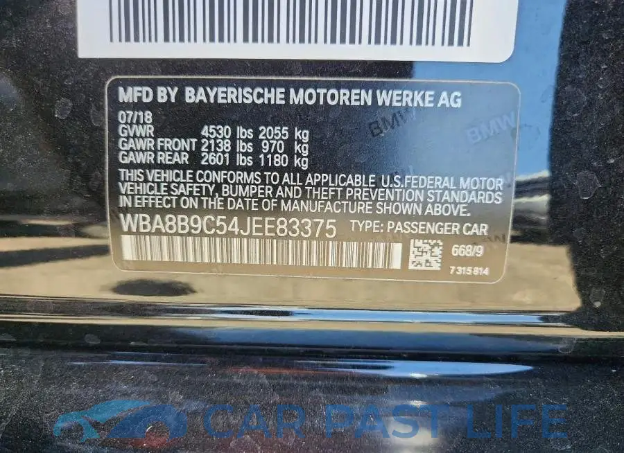 WBA8B9C54JEE83375# 12