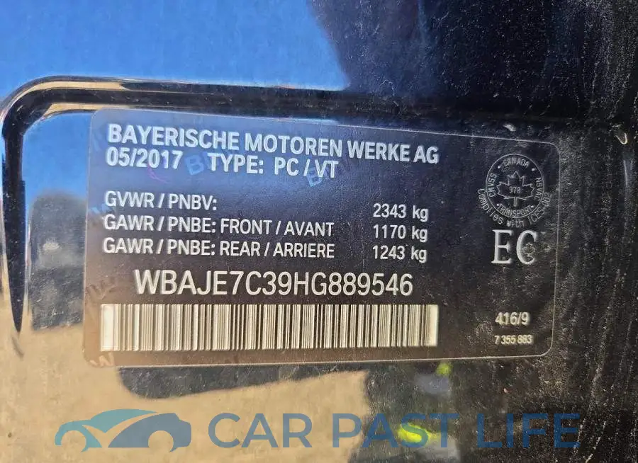 WBAJE7C39HG889546# 13