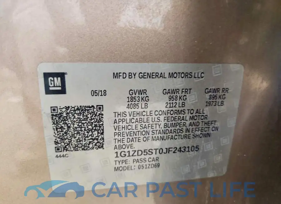 1G1ZD5ST0JF243105# 12
