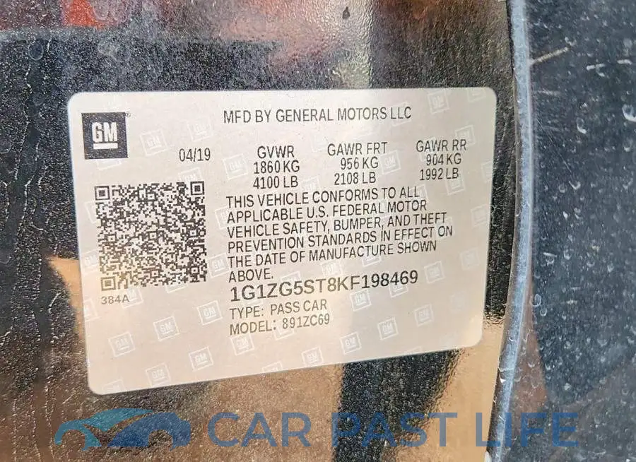 1G1ZG5ST8KF198469# 12