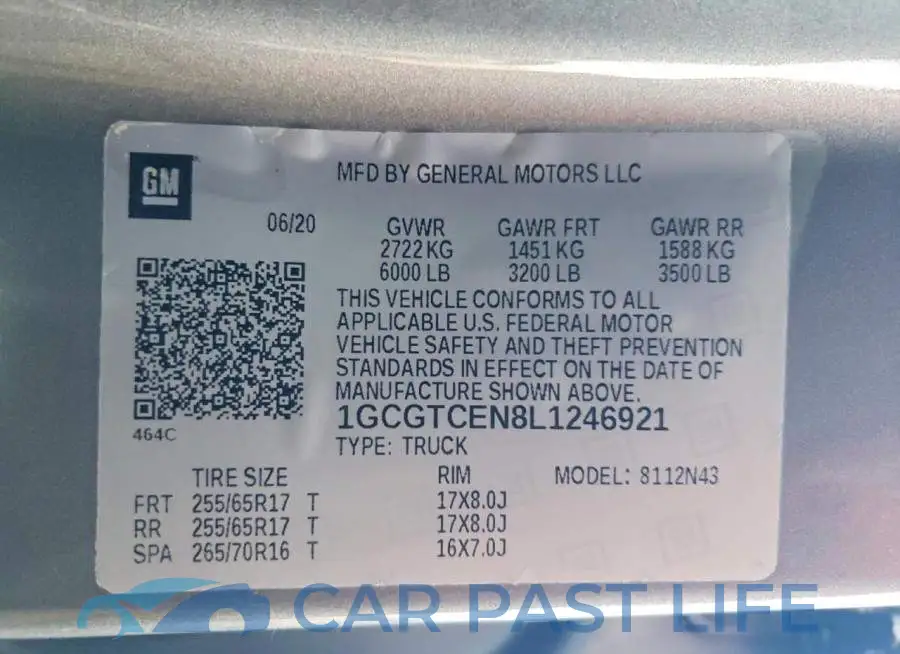 1GCGTCEN8L1246921# 12