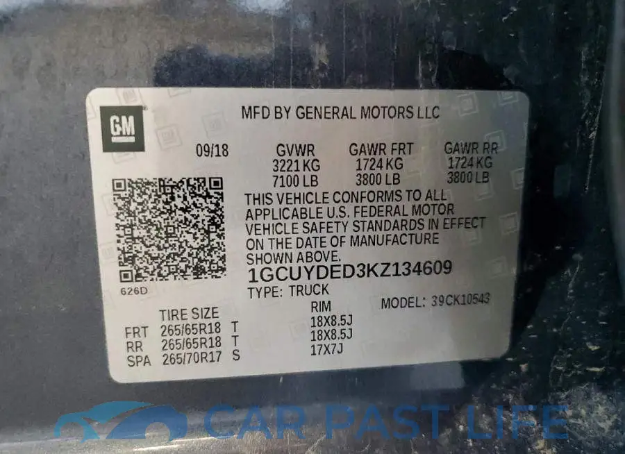 1GCUYDED3KZ134609# 13