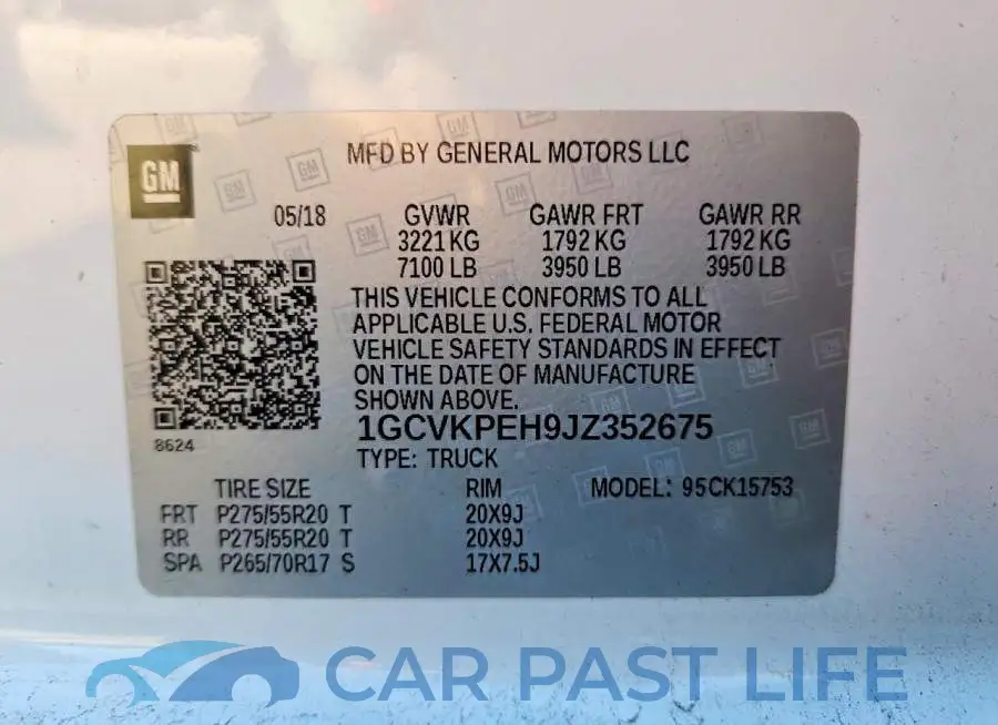 1GCVKPEH9JZ352675# 12