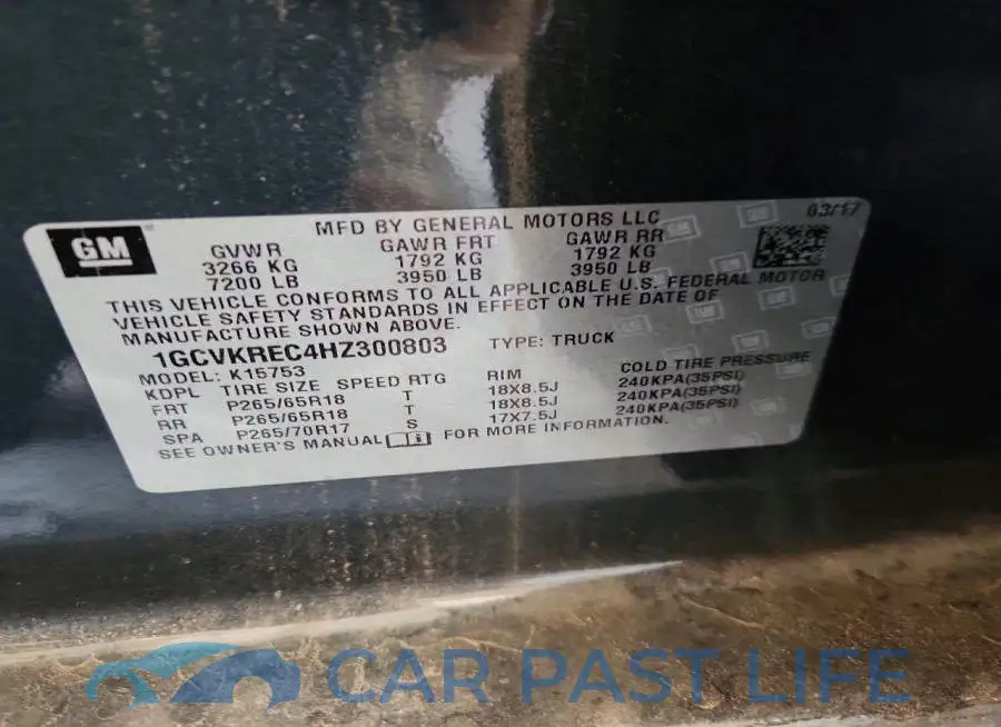 1GCVKREC4HZ300803# 12