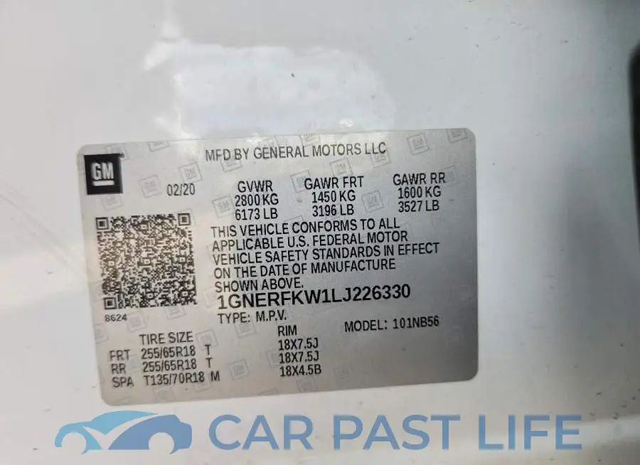 1GNERFKW1LJ226330# 12