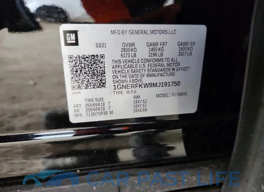 1GNERFKW9MJ191750# 13