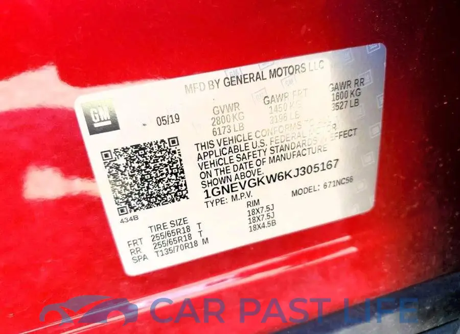 1GNEVGKW6KJ305167# 13