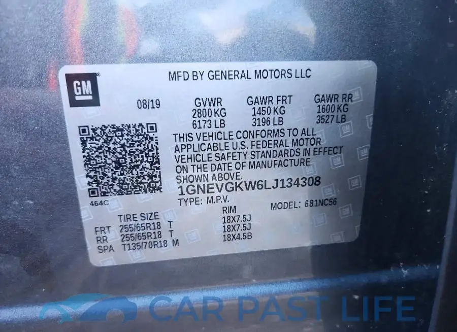 1GNEVGKW6LJ134308# 13