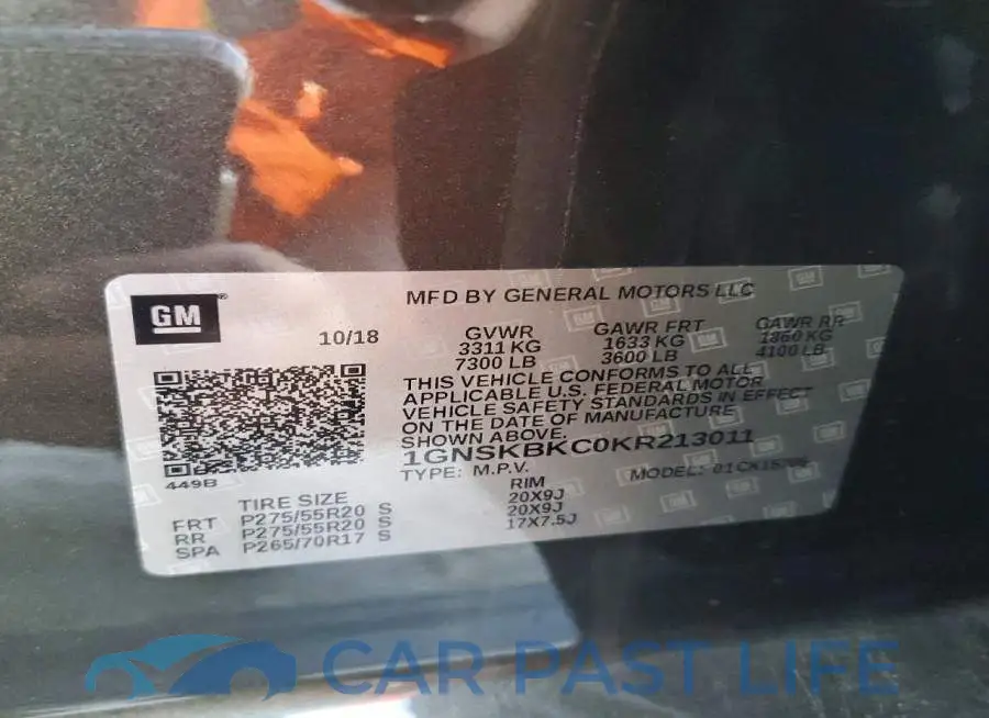 1GNSKBKC0KR213011# 13