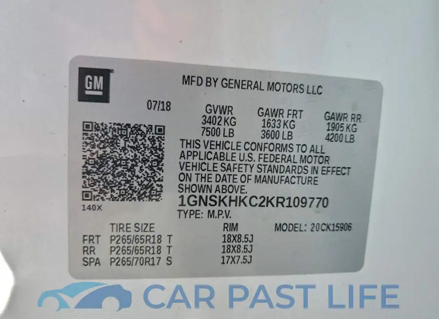 1GNSKHKC2KR109770# 14