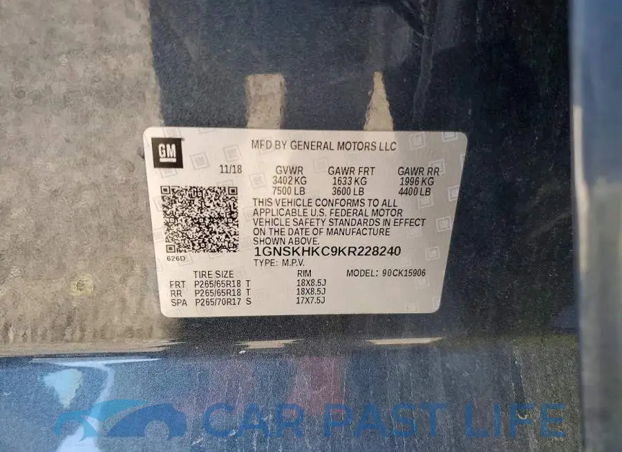 1GNSKHKC9KR228240# 13