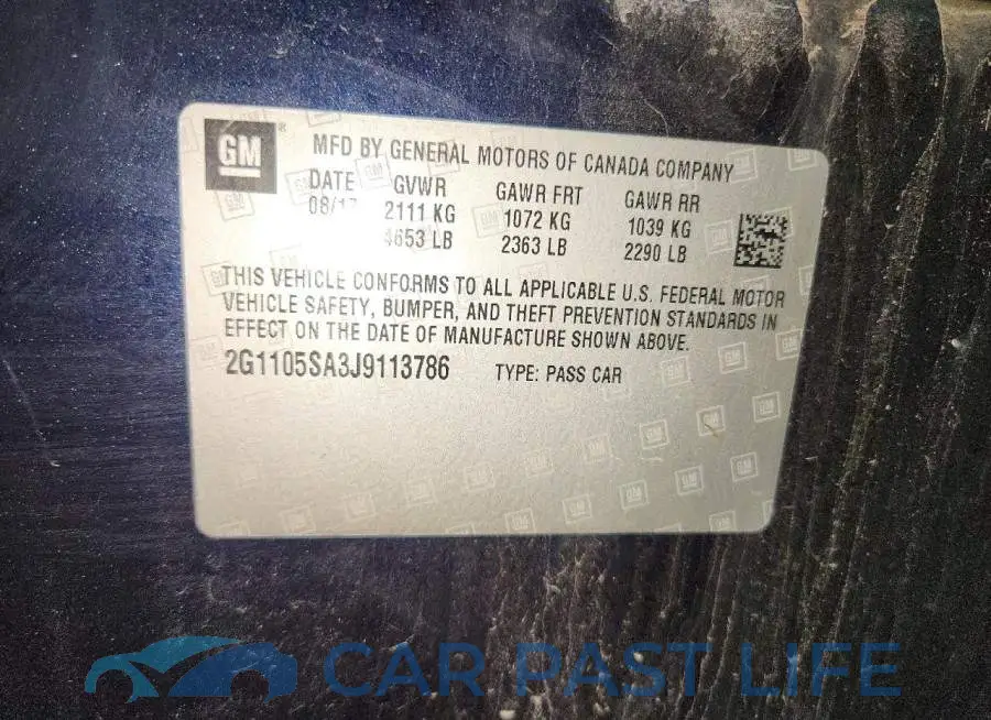 2G1105SA3J9113786# 12