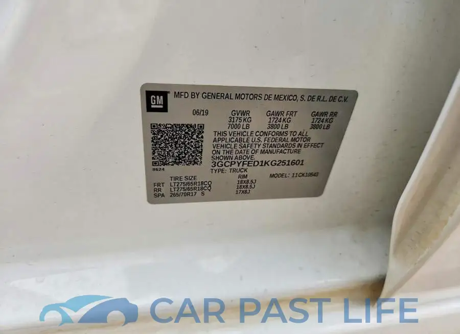 3GCPYFED1KG251601# 12