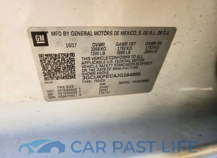 3GCUKPEC4JG184895# 12