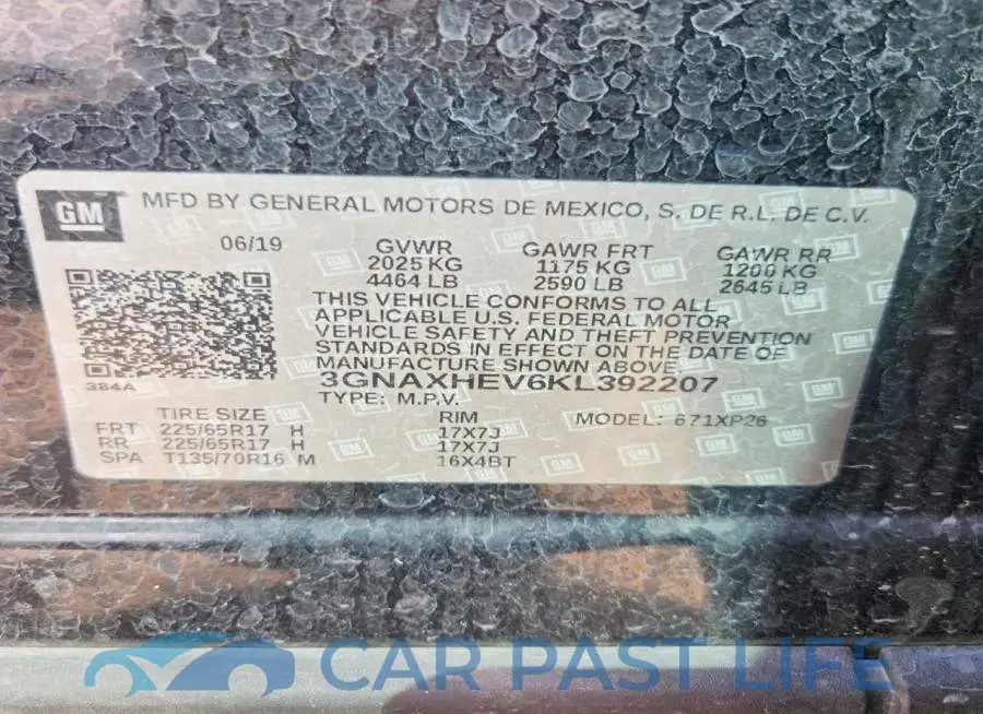 3GNAXHEV6KL392207# 12