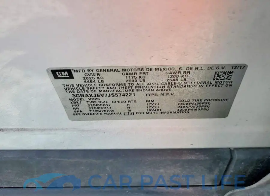 3GNAXJEV7JS574221# 12