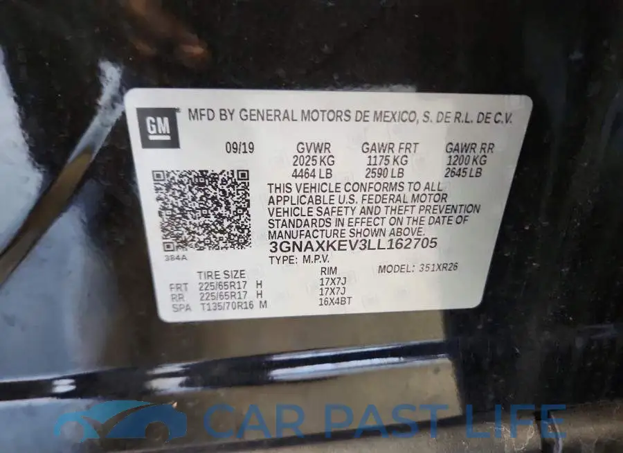 3GNAXKEV3LL162705# 13