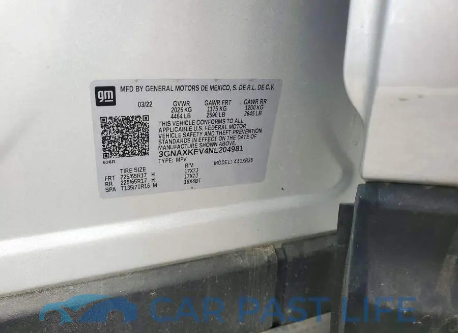 3GNAXKEV4NL204981# 13