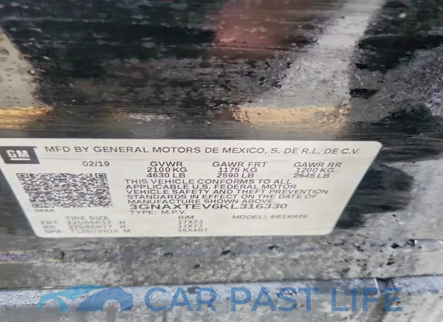 3GNAXTEV6KL316330# 13