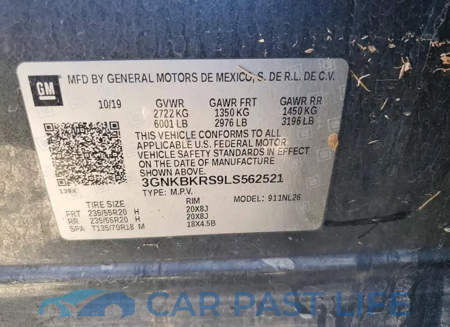 3GNKBKRS9LS562521# 13