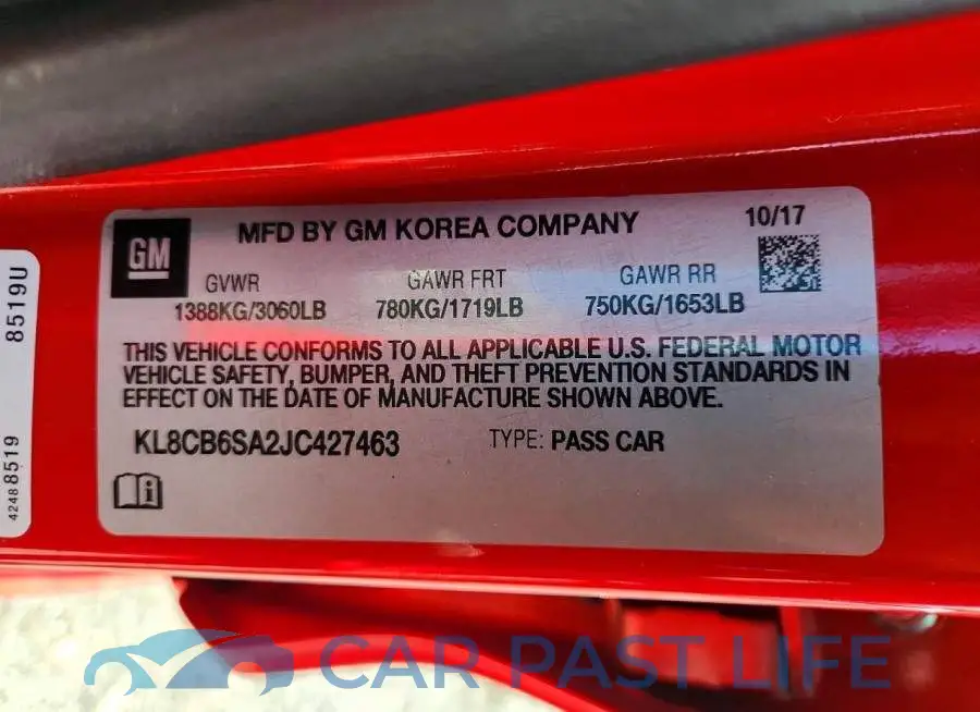 KL8CB6SA2JC427463# 12