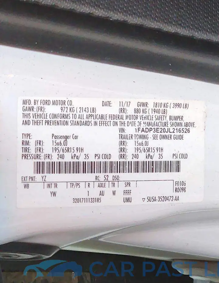 1FADP3E20JL216526# 12