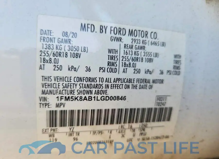 1FM5K8AB1LGD00846# 14
