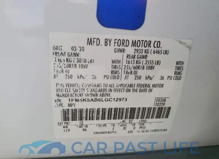 1FM5K8AB6LGC12973# 13